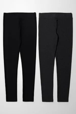 2 Pack Leggings Black & Dark Grey