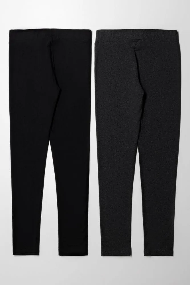 2 Pack Leggings Black & Dark Grey