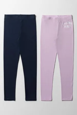 2 Pack Leggings Navy & Pink