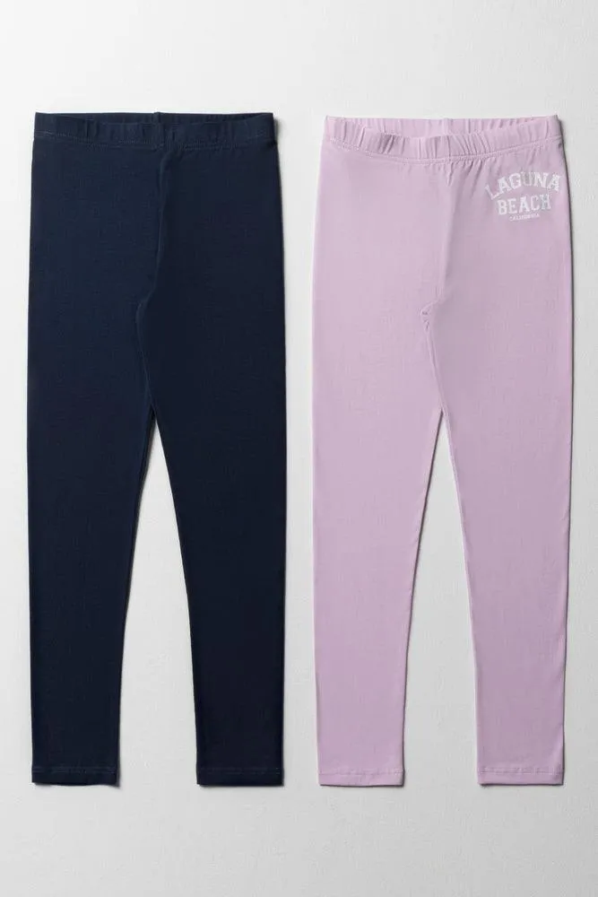 2 Pack Leggings Navy & Pink