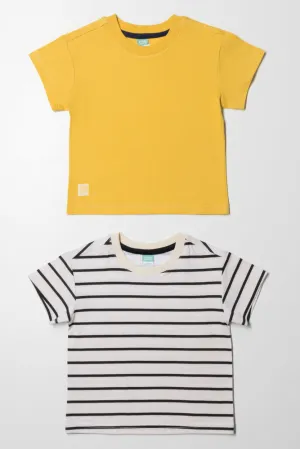 2 Pack Stripe T-Shirts Yellow