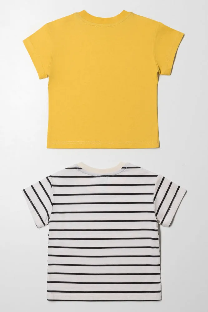 2 Pack Stripe T-Shirts Yellow