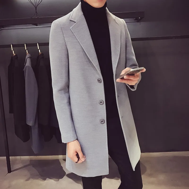 Advbridge Fashion Men Wool &amp; Blends Mens Casual Business Trench Coat Mens Leisure Overcoat Male Punk Style Blends Dust Coats Jackets