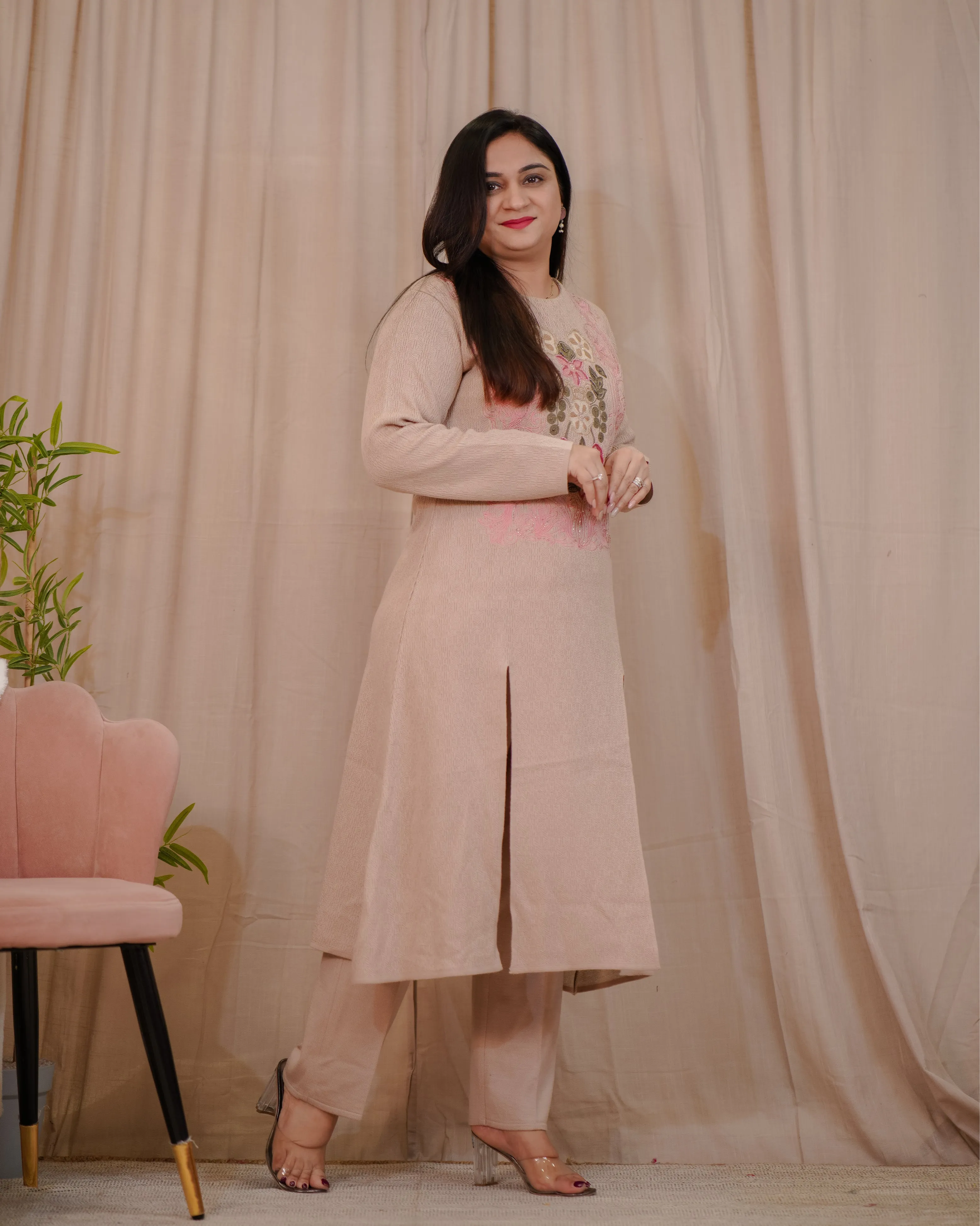 Anamika Woollen Embroidered Pant Set