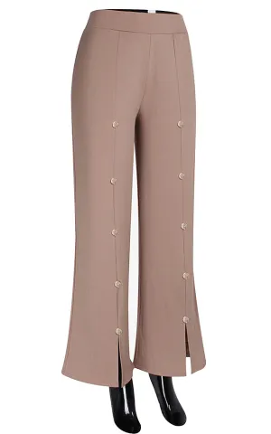 AO1140 Khaki Front Button Palazzo Pants