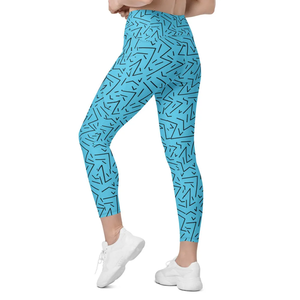 Aqua Black Line Leggings with Pockets