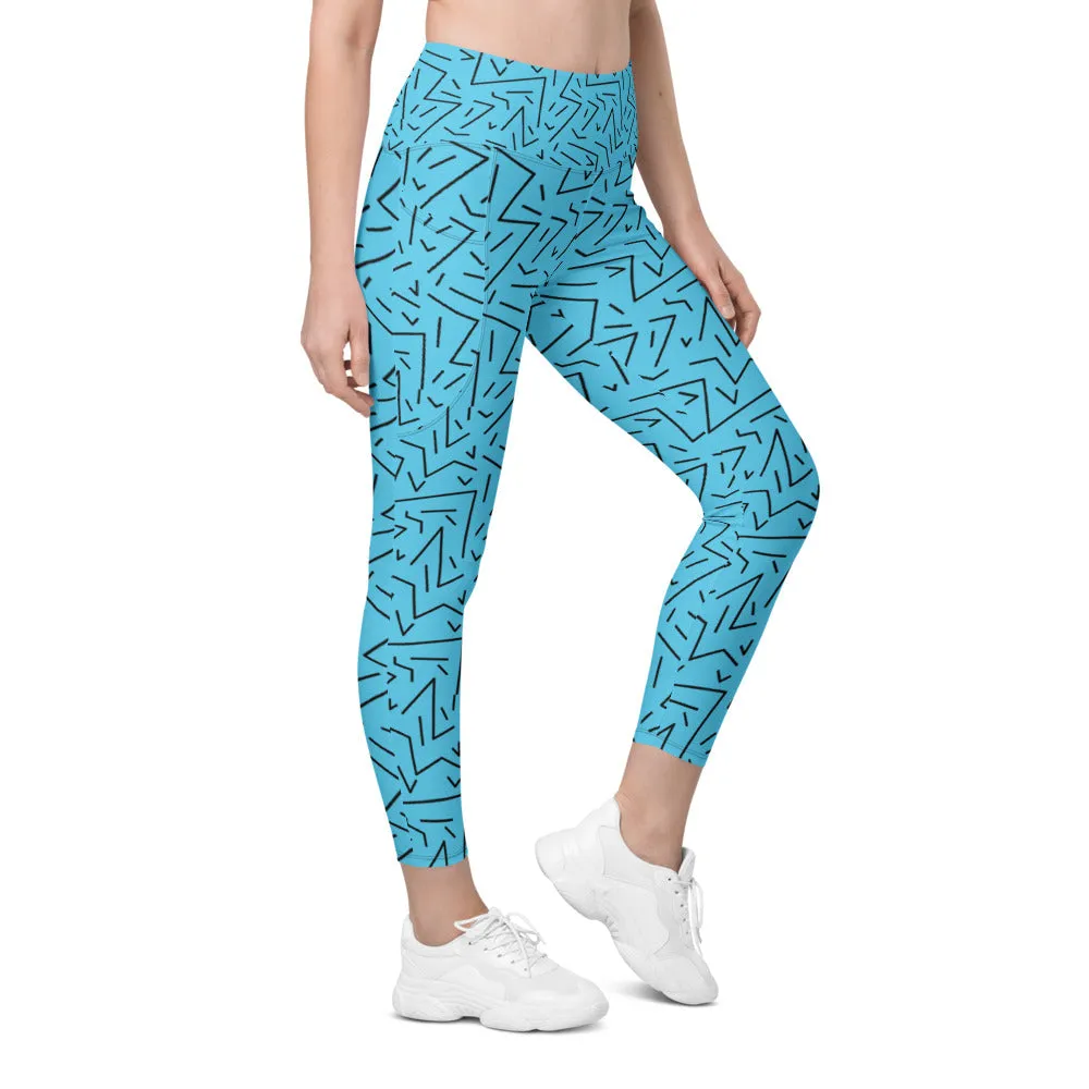 Aqua Black Line Leggings with Pockets