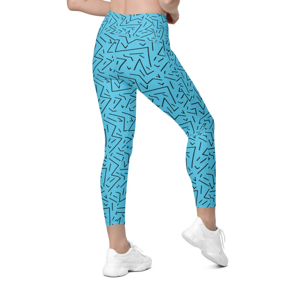 Aqua Black Line Leggings with Pockets