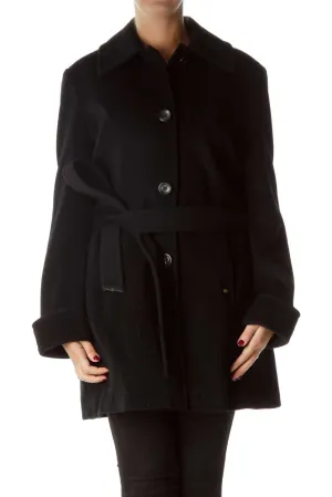 Black Wool & Angora Trench Coat