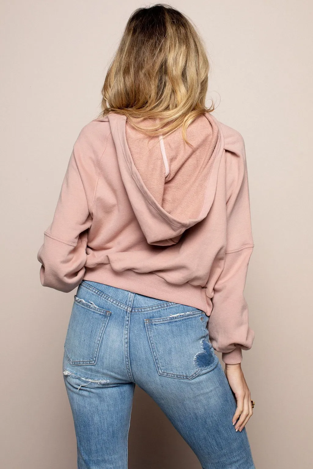 Button Down Hoodie in Pink