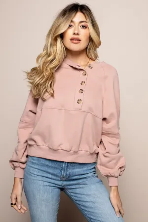 Button Down Hoodie in Pink