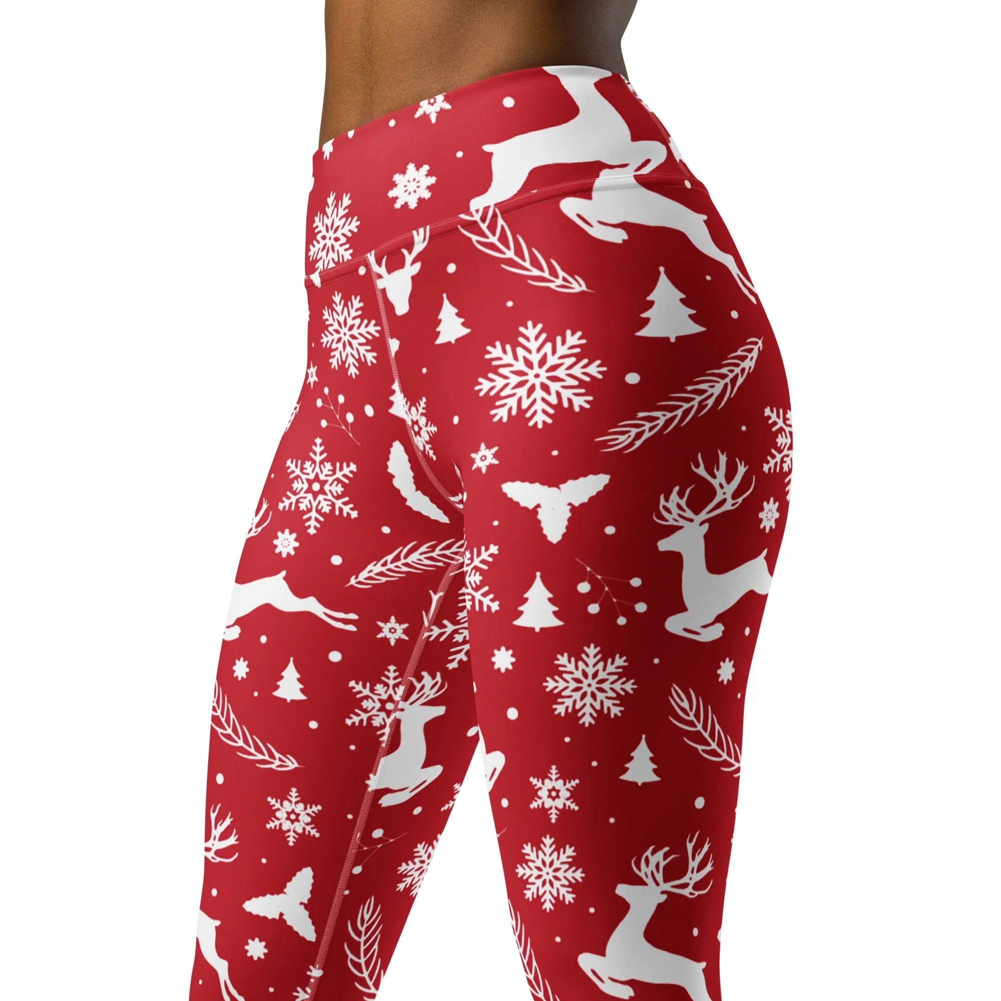 Christmas Deer Yoga Leggings, lioness-love