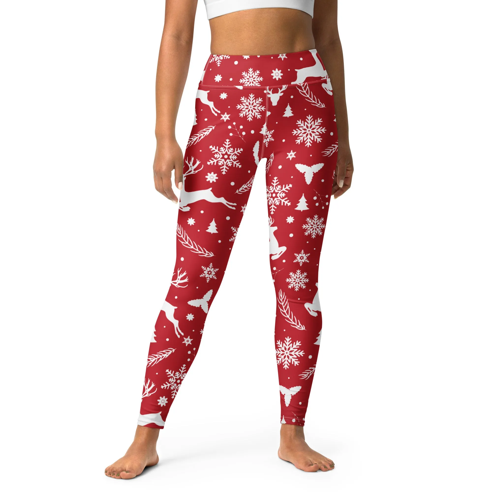 Christmas Deer Yoga Leggings, lioness-love