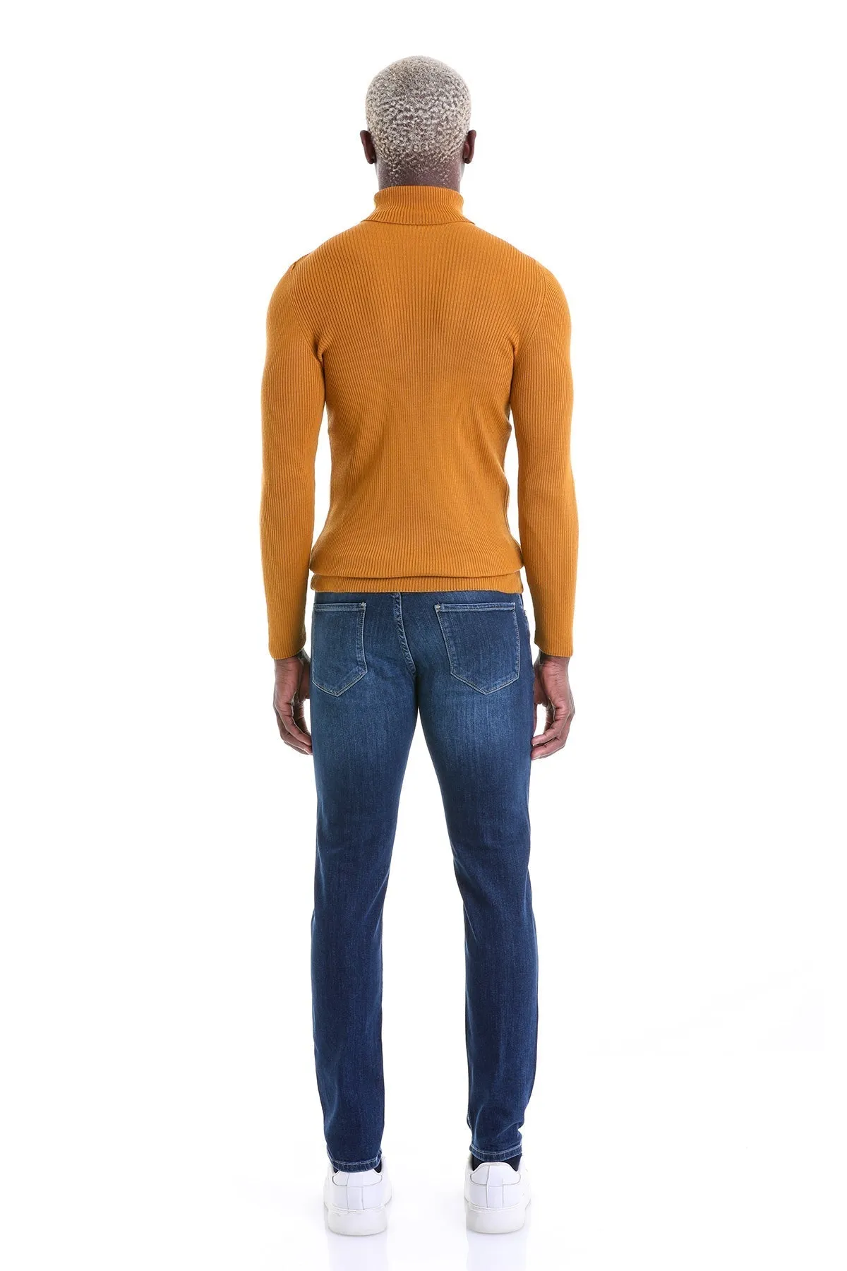 Comfort Fit Wool Blend Saffron Turtleneck Sweater