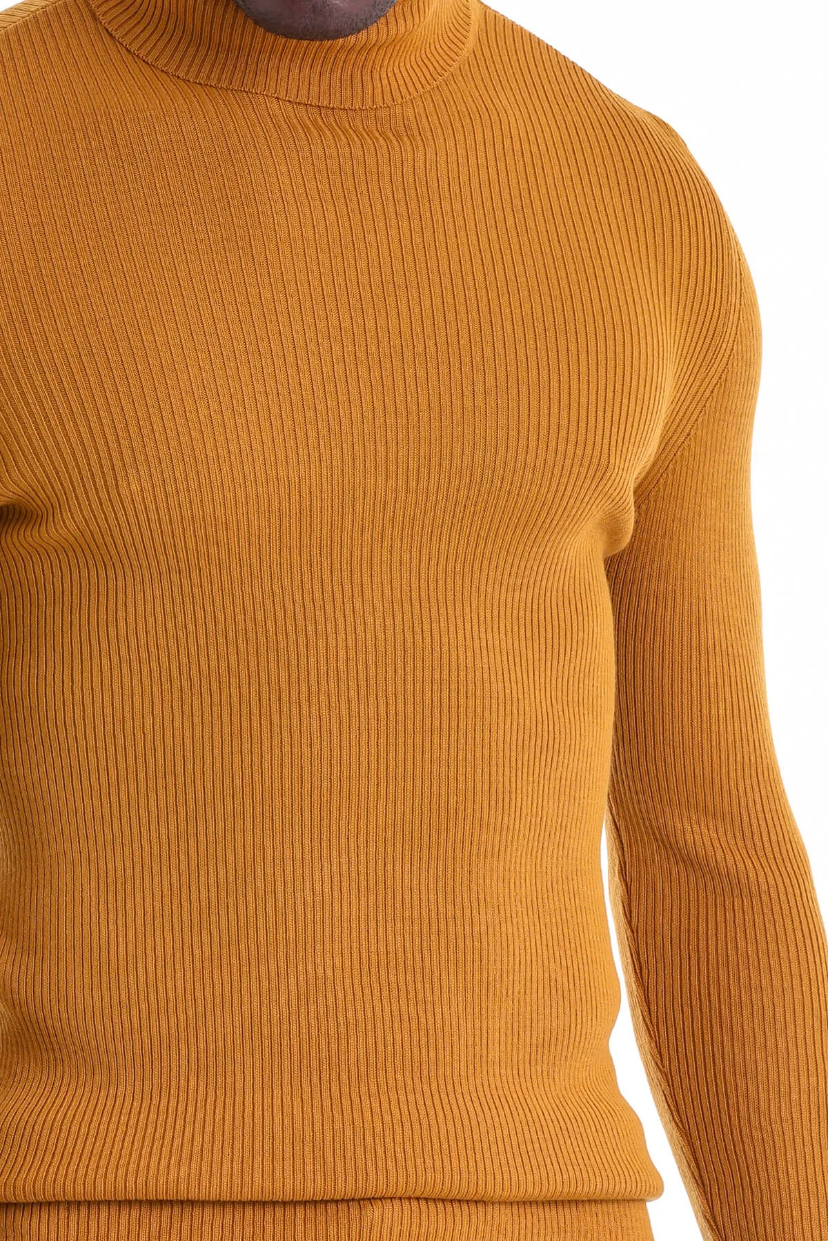 Comfort Fit Wool Blend Saffron Turtleneck Sweater