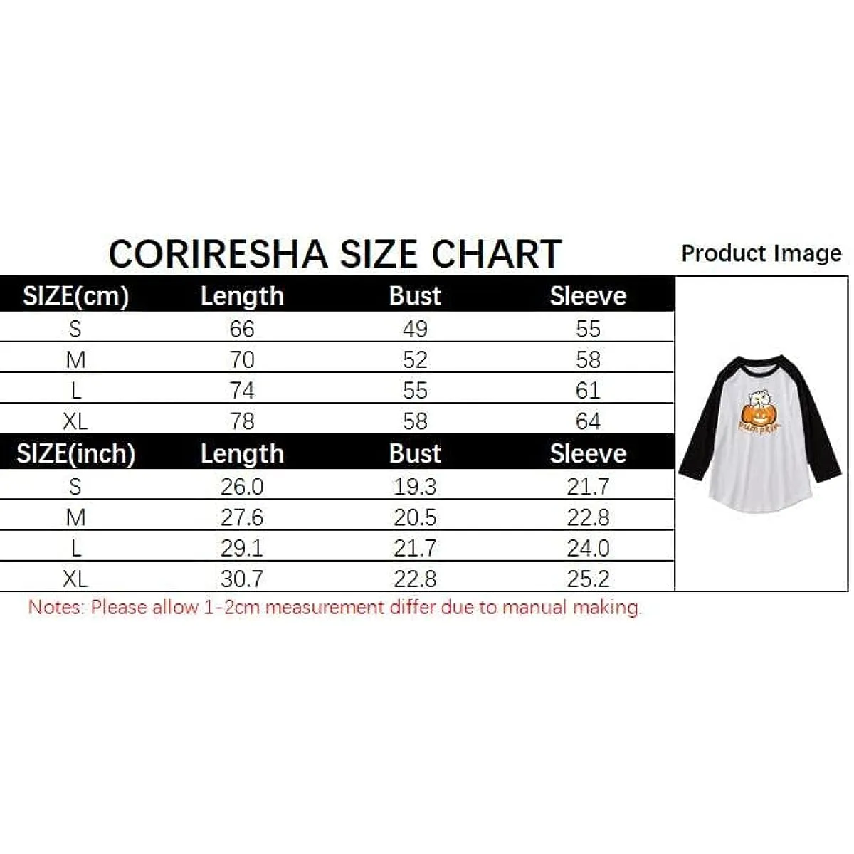 CORIRESHA Funny Cats Pumpkin T-Shirt 3/4 Raglan Sleeves Unisex Halloween Costume