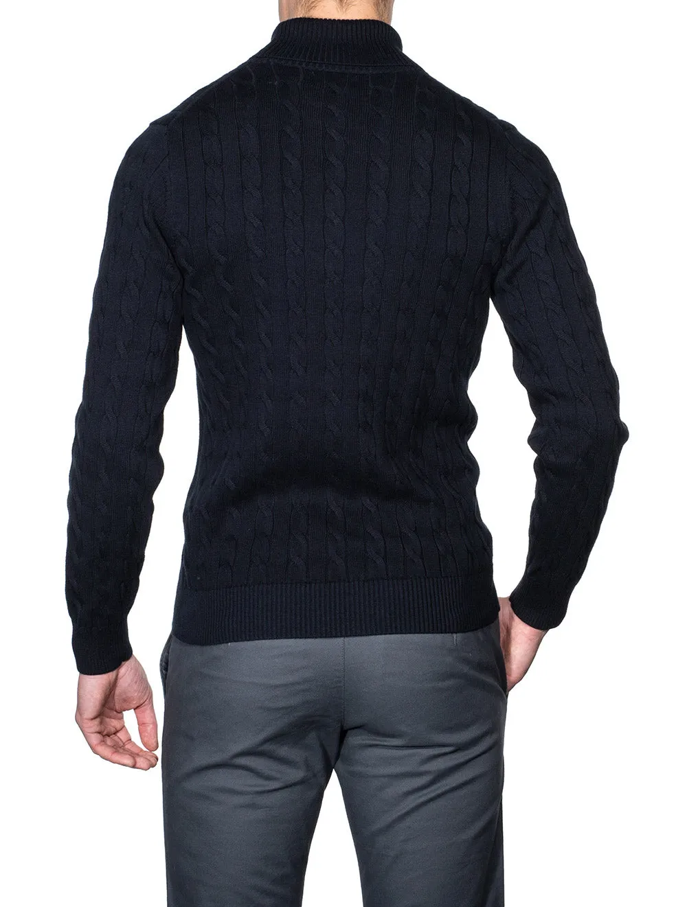 Cotton Cable Turtleneck Evening Blue