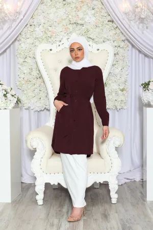 Deluxe Soft Long Blouse- Mahogany