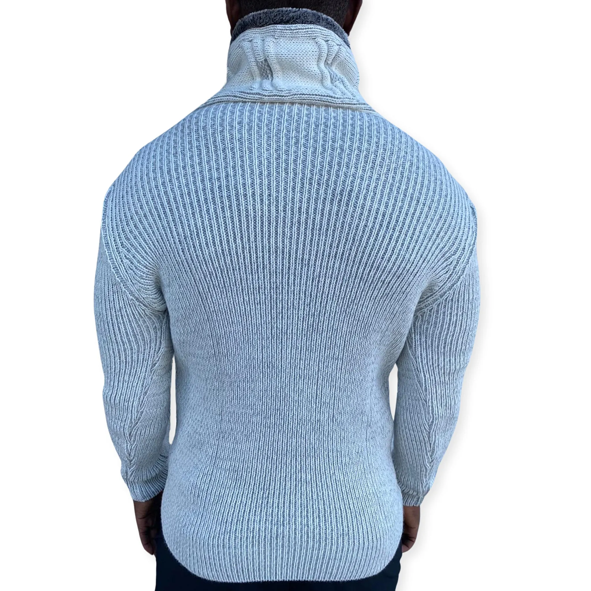 [Dennis] White Shawl Sweater