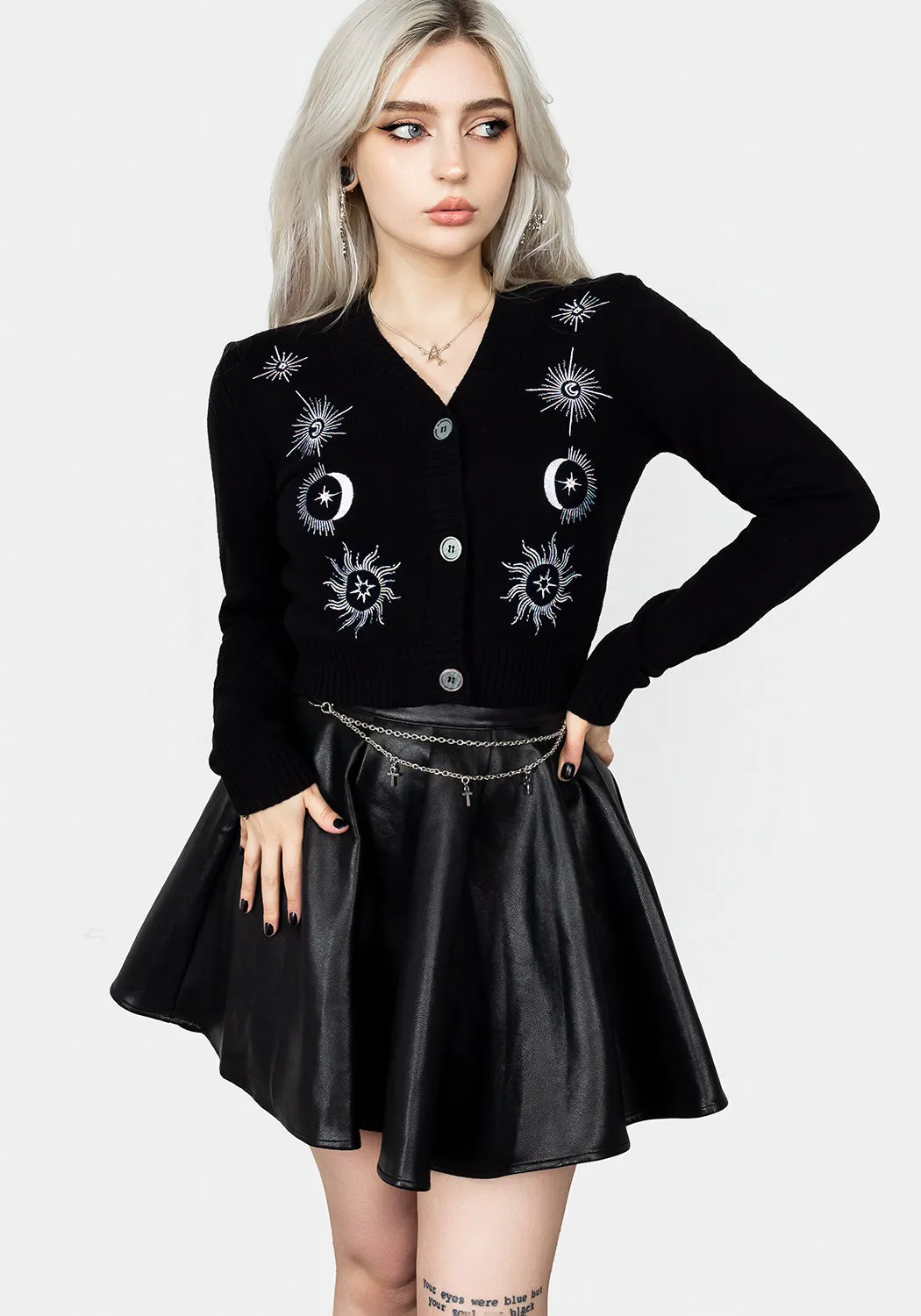 Esmeray Crop Embroidered Cardigan