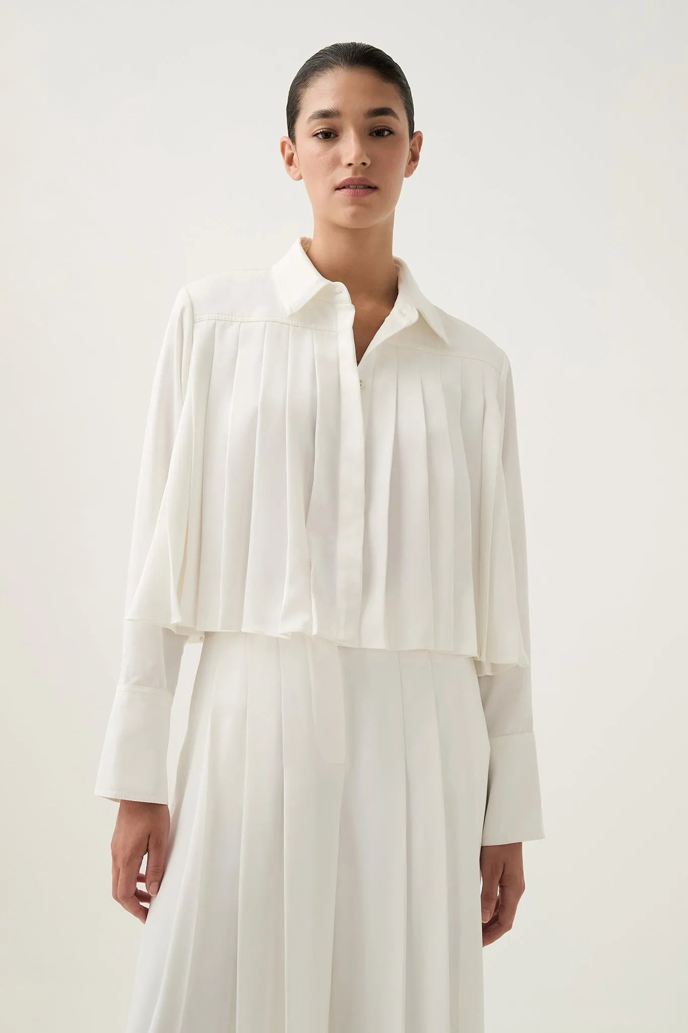 Estrade Pleated Crop Shirt