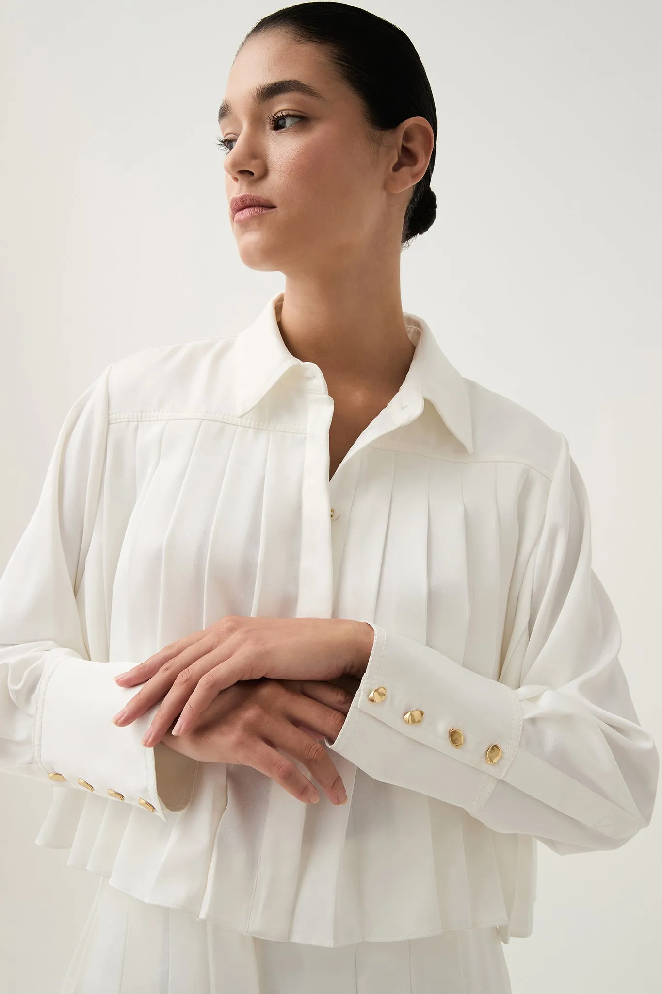 Estrade Pleated Crop Shirt