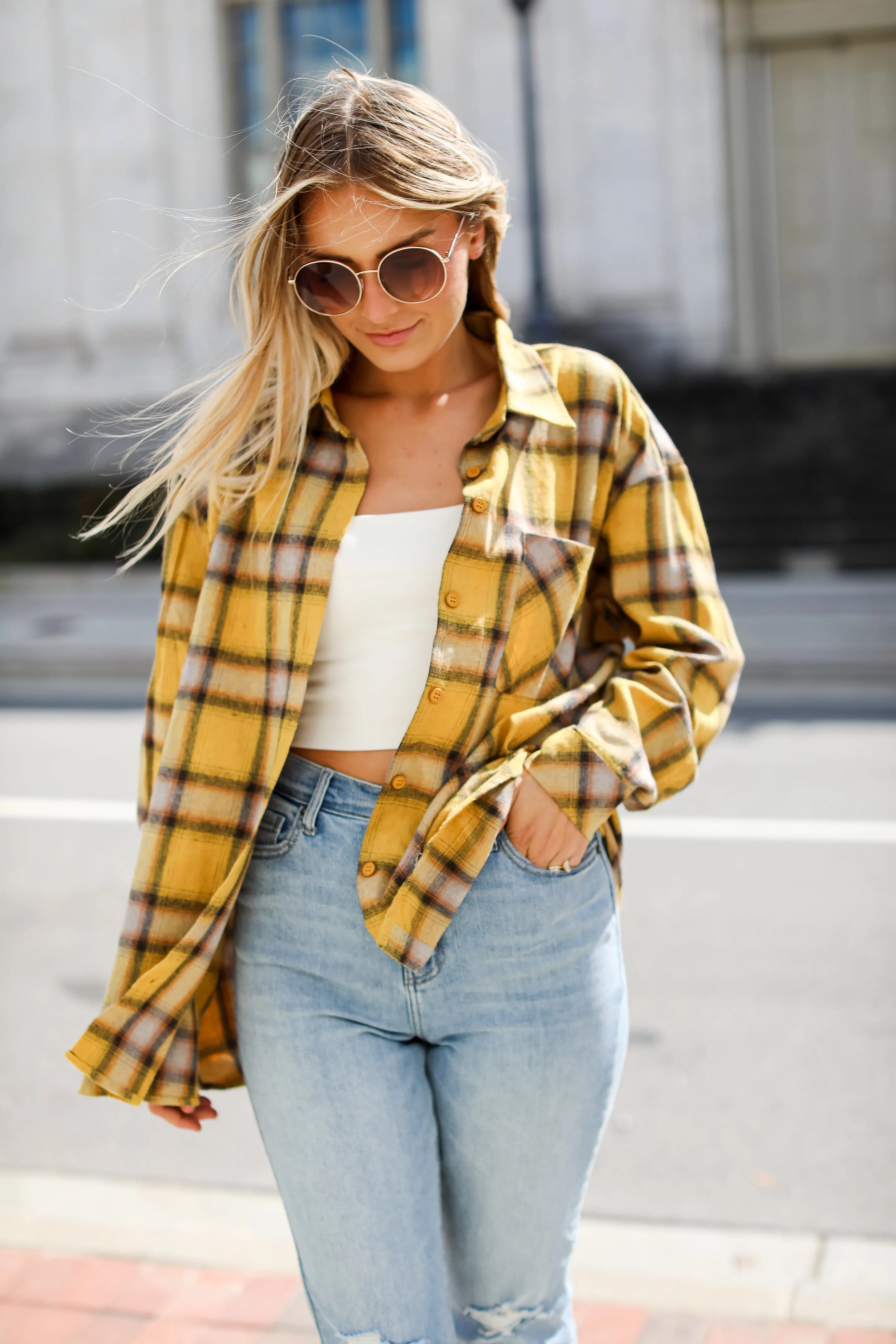 FINAL SALE - All About Fall Mustard Plaid Flannel