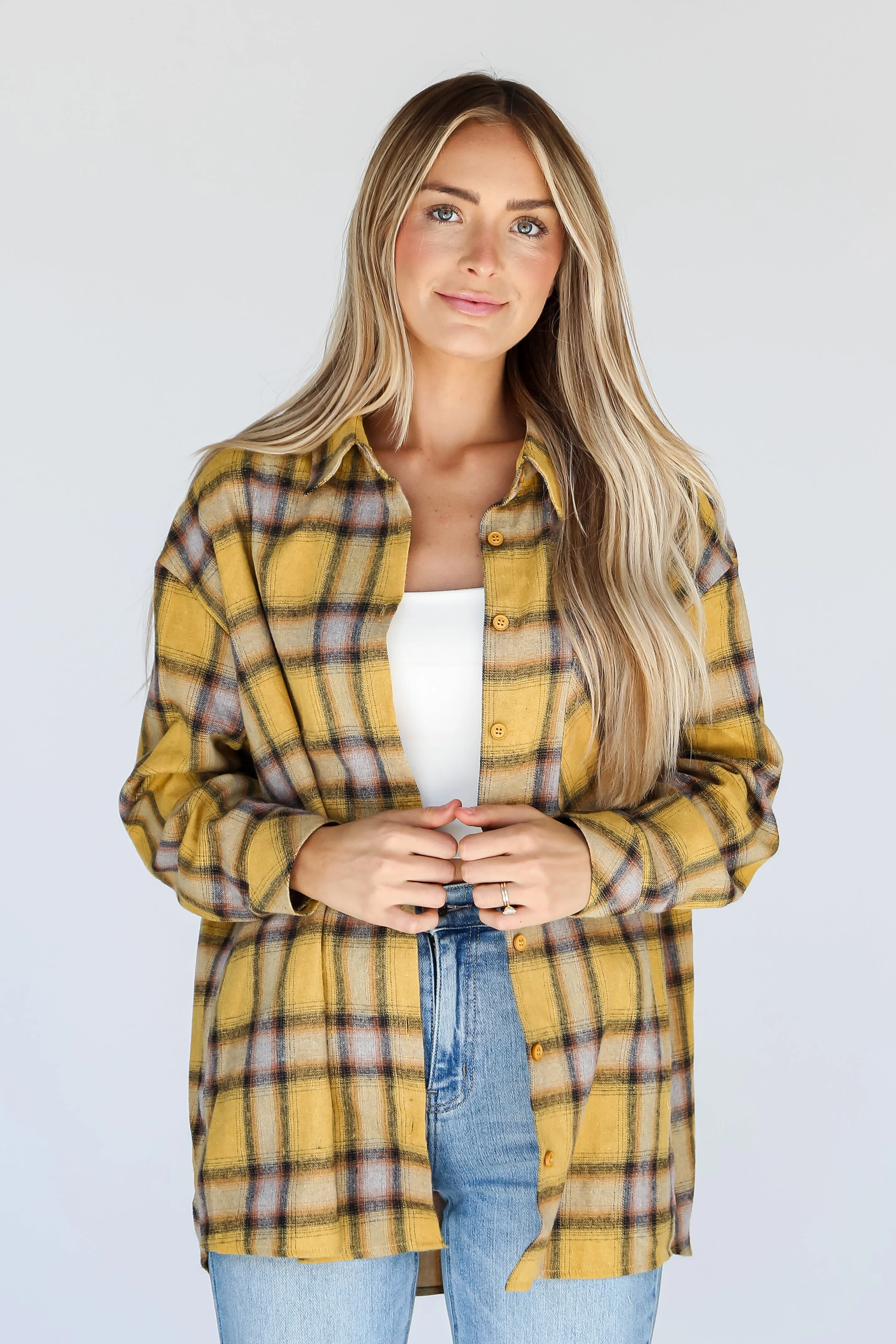 FINAL SALE - All About Fall Mustard Plaid Flannel