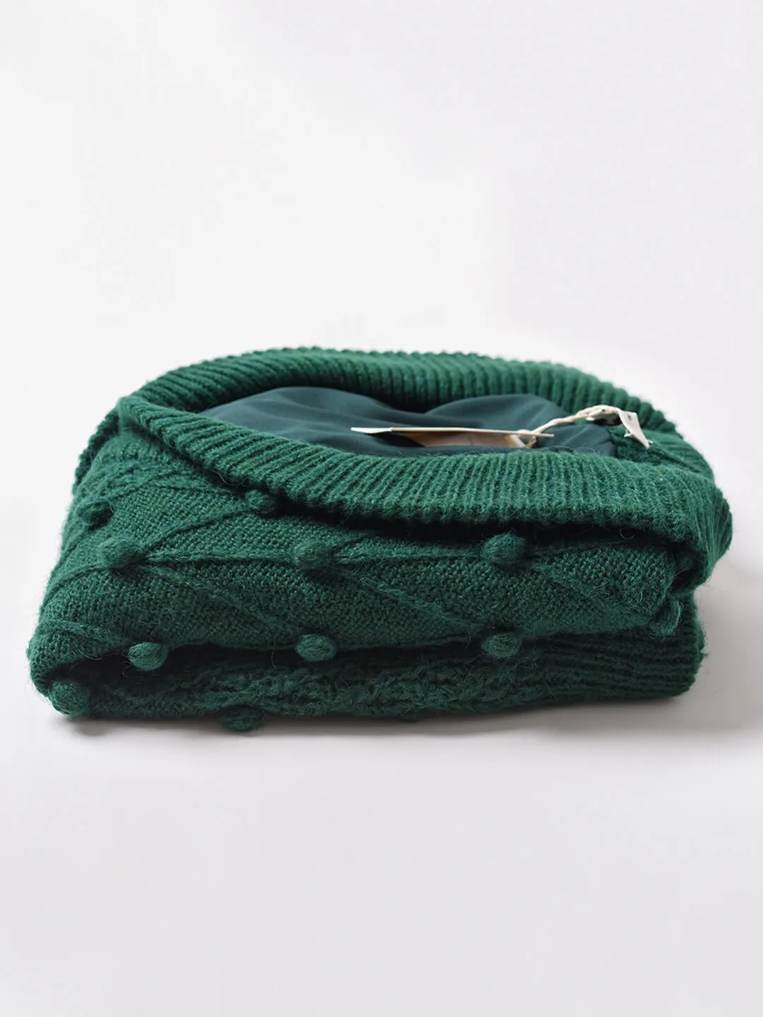 【Final sale】Nataly Cable Popcorn Chunky Green Knit Cardigan