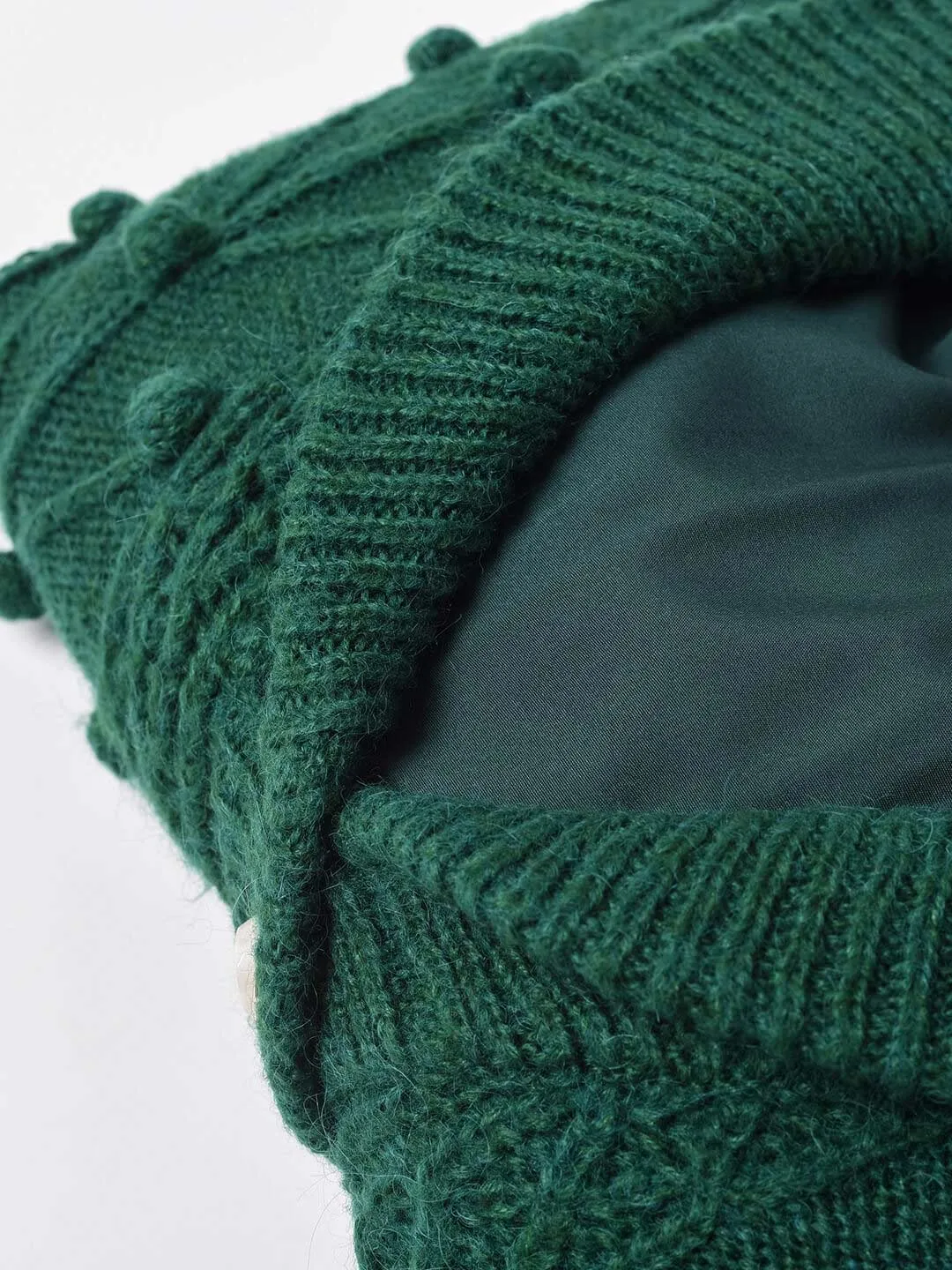 【Final sale】Nataly Cable Popcorn Chunky Green Knit Cardigan