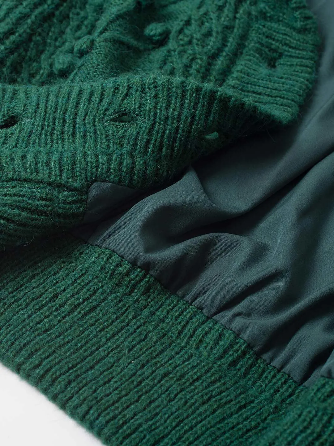 【Final sale】Nataly Cable Popcorn Chunky Green Knit Cardigan