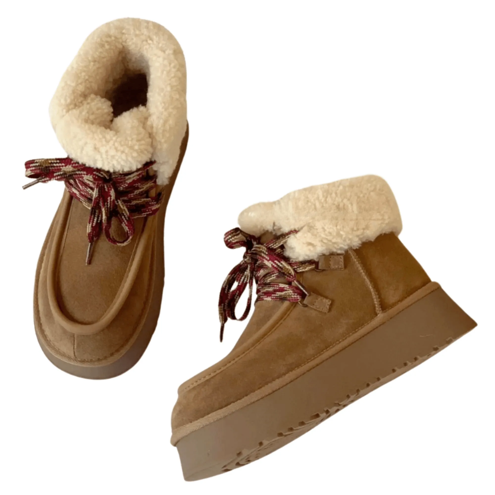 Genuine Suede Fur Snow Boots Women's Winter New Padded Warm Fur Short Boots