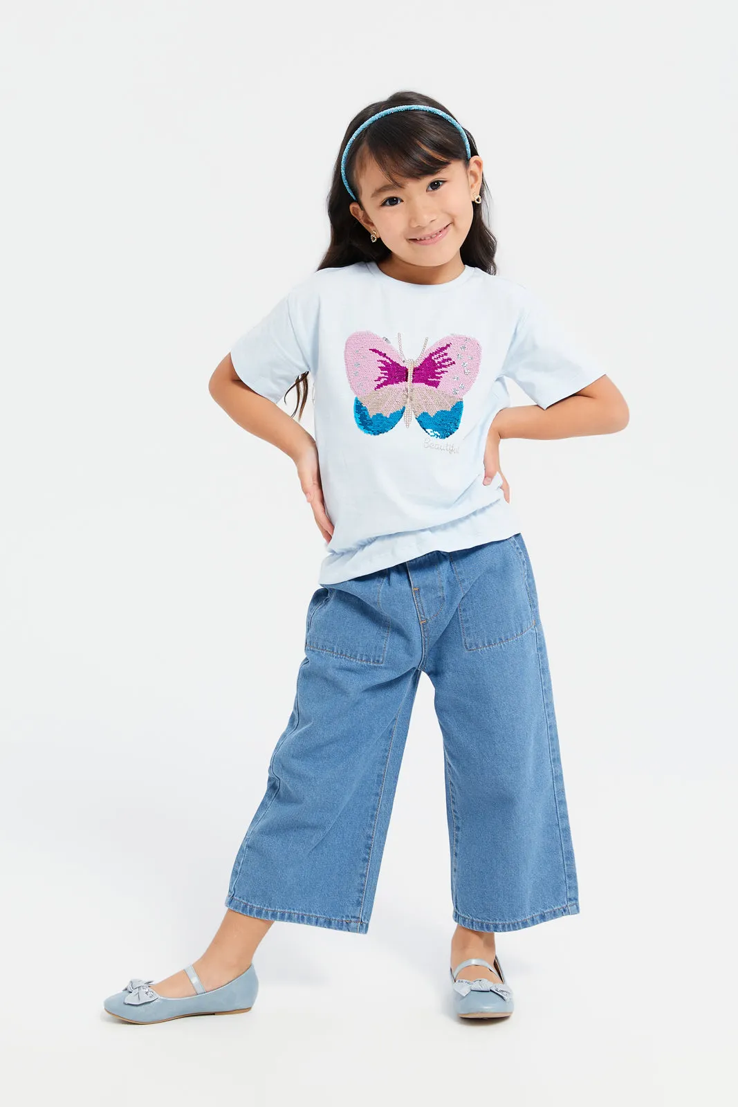 Girls Blue Culotte Pants