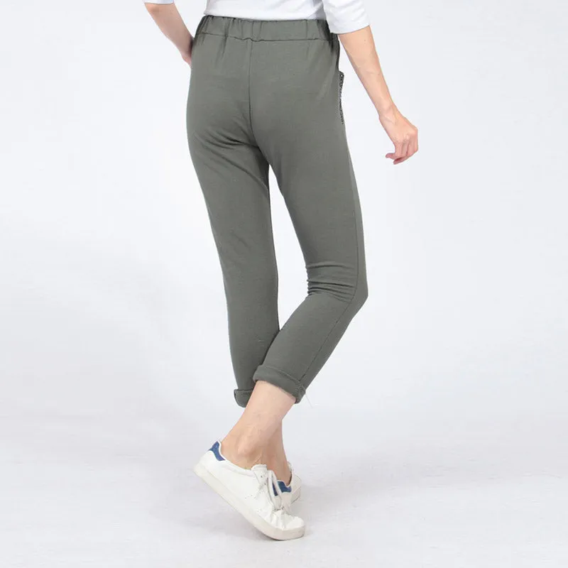 Glitter Pocket Jogger Khaki