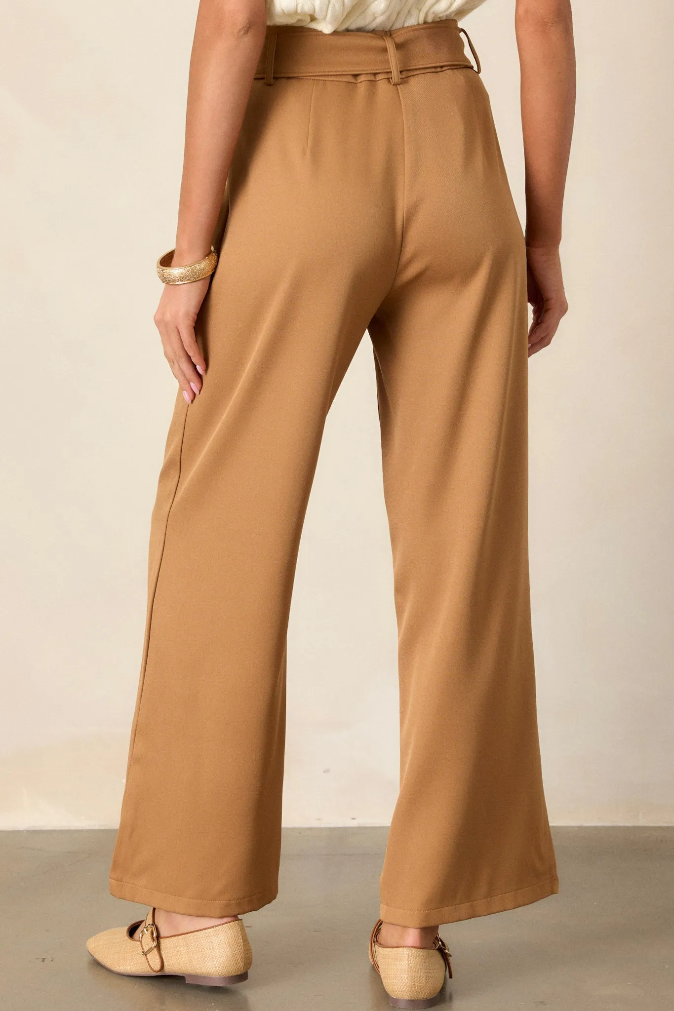 Gone Again Camel Brown Belted Pants