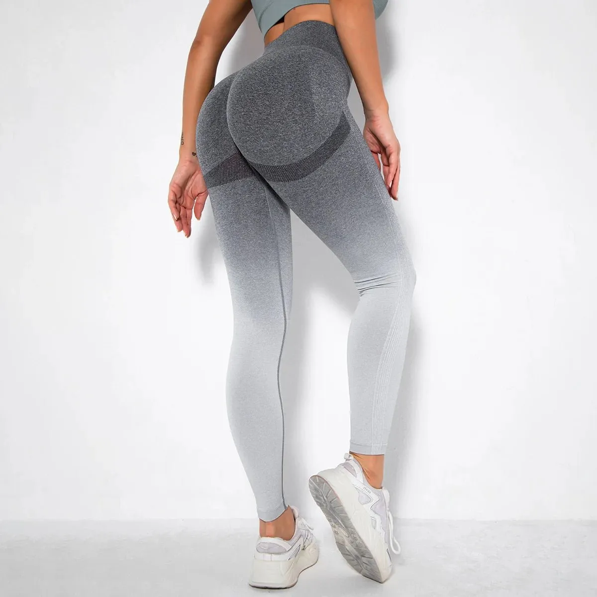 Gradient Yoga Butt Lift Tight Workout Seamless Fitness Gym Leggings For Women