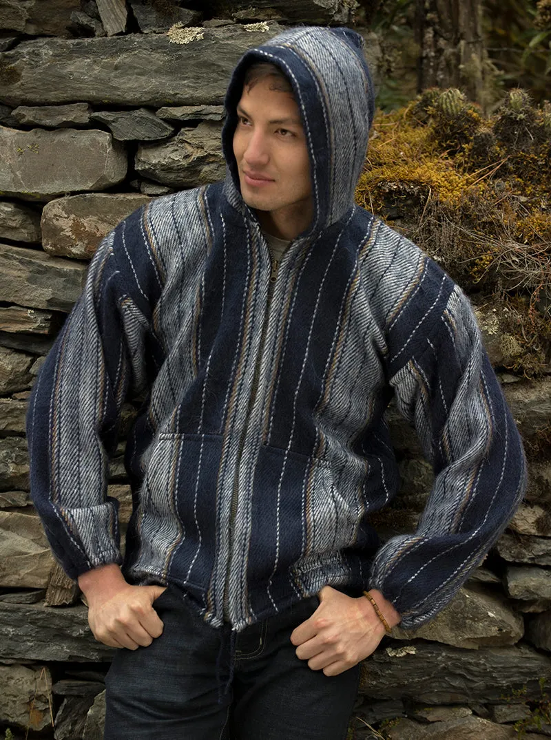 Gray Alpaca Jacket with Hood