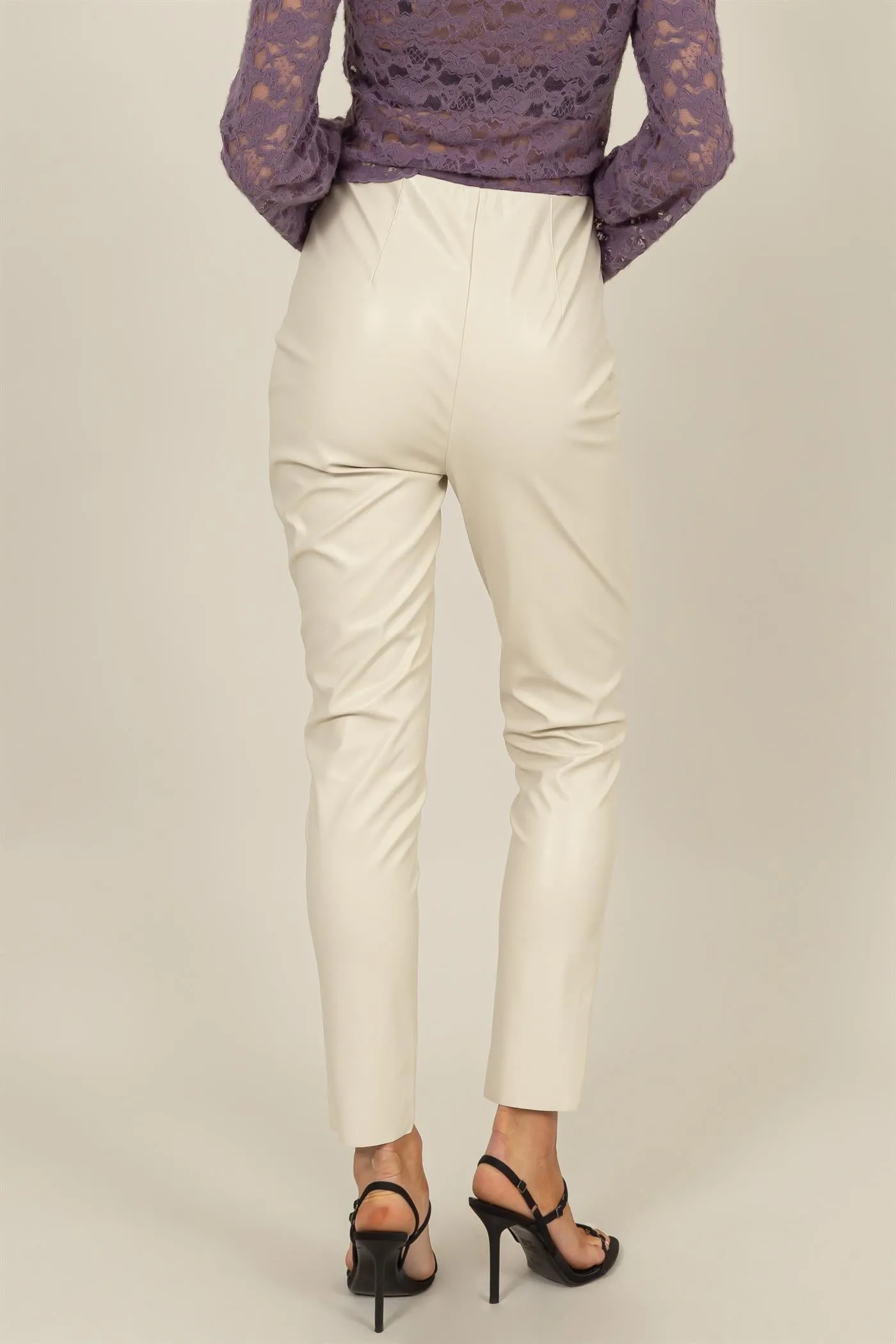 HF24F893-FAUX LEATHER HIGH-WAIST SKINNY PANTS