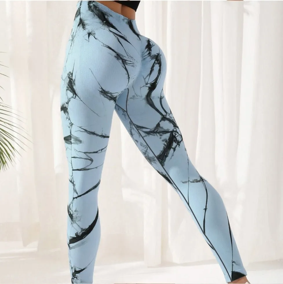 High Waist Leggings for Women, Tie-Dye Spandex Yoga Pants - Comfortable for Running and Fitness