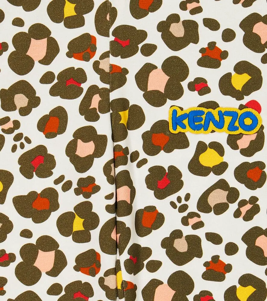 Kenzo Leopard Print Cotton Blend Leggings, Multicolor