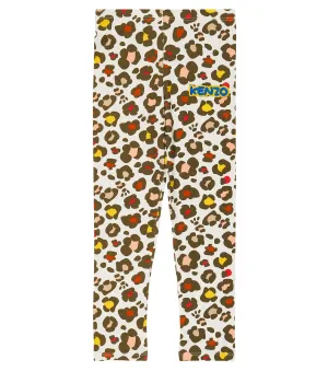 Kenzo Leopard Print Cotton Blend Leggings, Multicolor