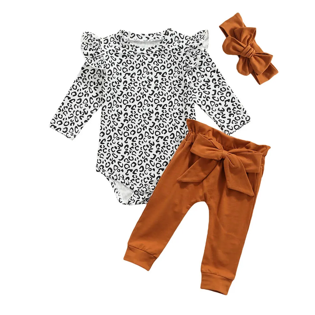 Long Sleeve Brown Leopard Baby Set