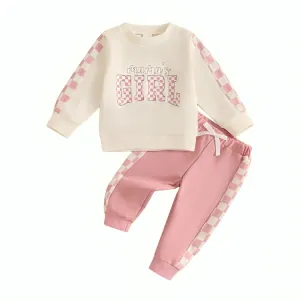 Long Sleeve Mama's Girl Checkered Baby Set