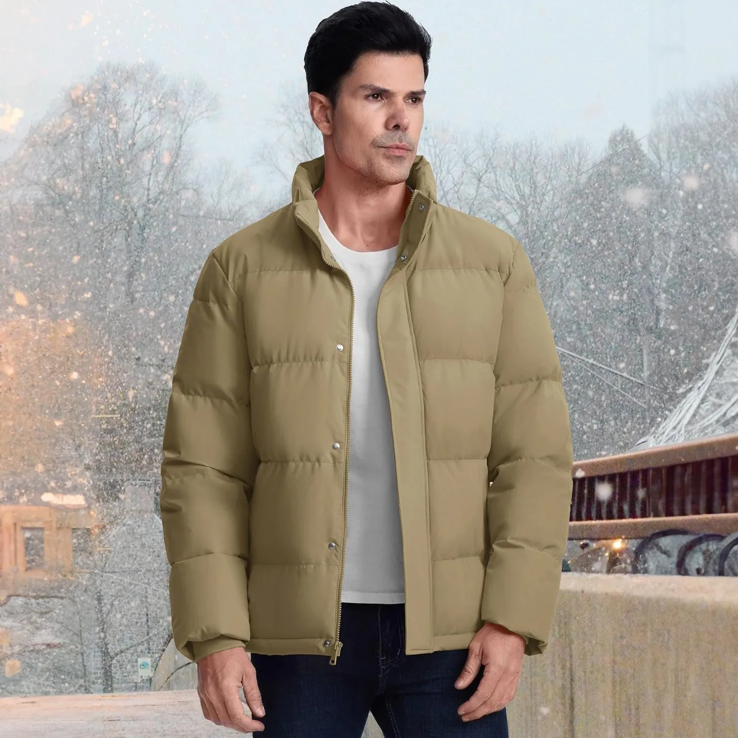 Men's Down Jacket Warm Puffer Jacket Winter Coats Water Resistant Windproof Insulated Jacket