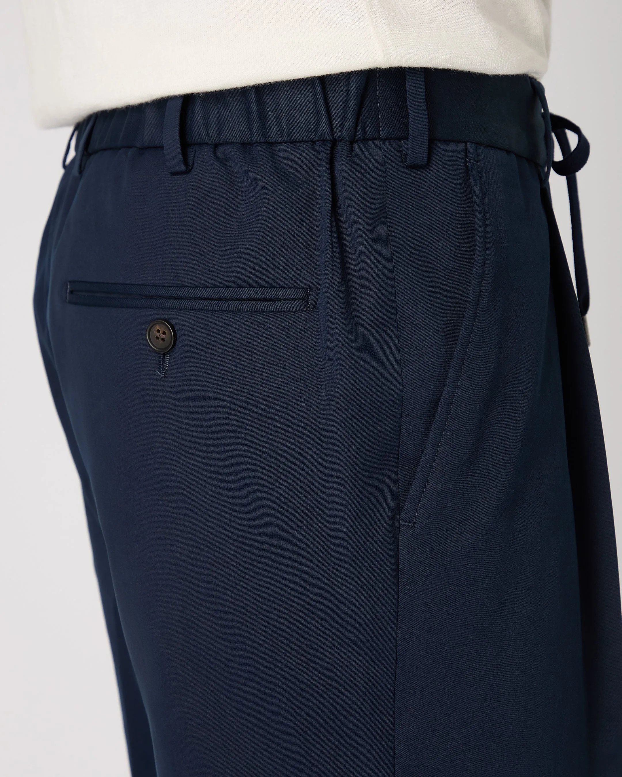 Men's Sorrento Cotton Cashmere Drawstring Pants Navy Blue