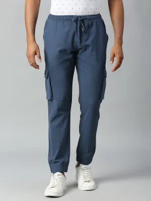 Men's Tapered Fit Cotton Joggers (Petrol Blue)