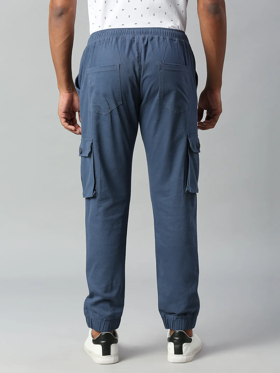 Men's Tapered Fit Cotton Joggers (Petrol Blue)