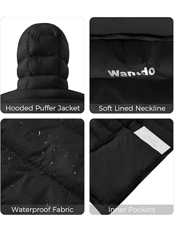 Men's Winter Jacket Hooded Lightweight Winter Coat Packable Puffer Jacket