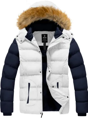 Men's Winter Puffer Coat Warm Faux Fur Hooded Jacket Valley II