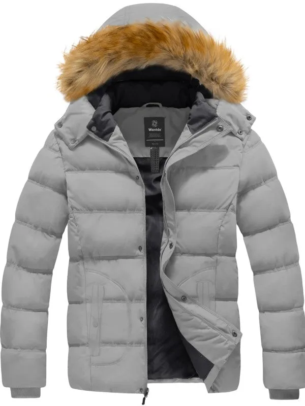 Men's Winter Puffer Coat Warm Faux Fur Hooded Jacket Valley II